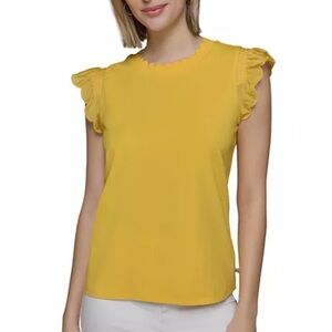 KARL LAGERFELD PARIS Sleeveless Ruffled Top
